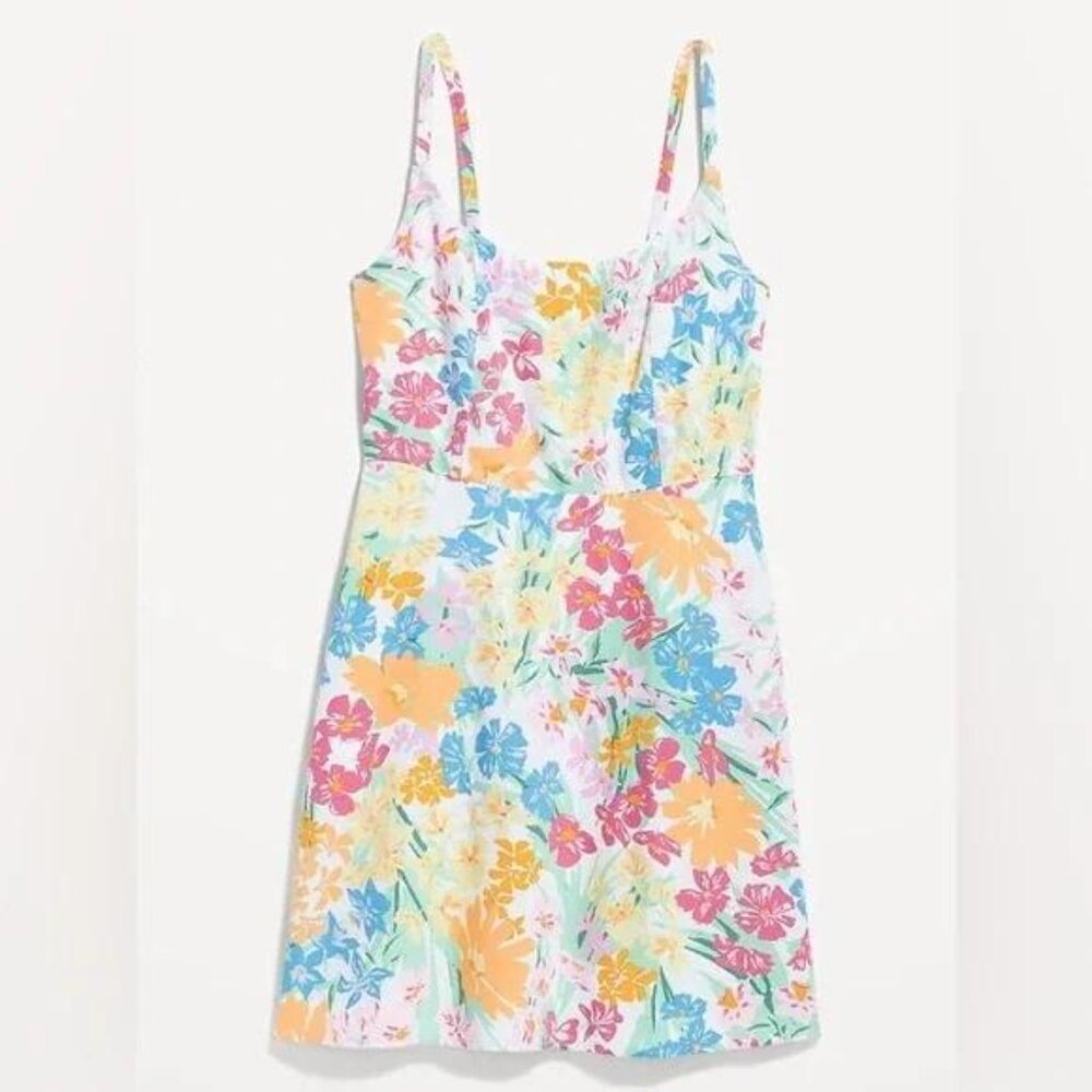 Nwt Old Navy Fit & Flare Linen-Blend Mini Dress - Picture 3 of 3